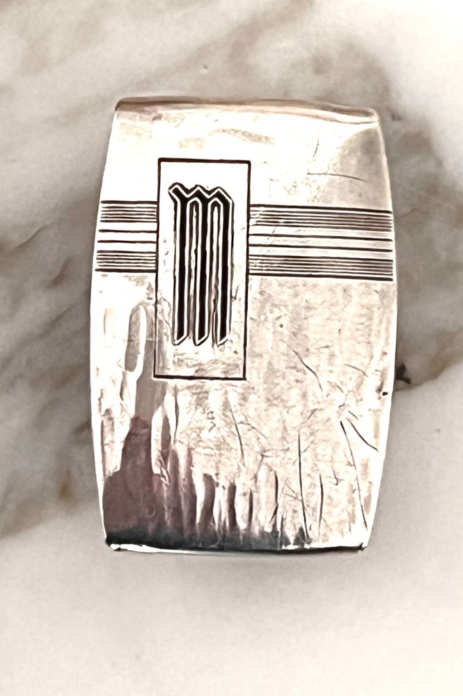 HICKOK 925 Sterling Silver Antique Art Deco « M » Initial Belt Buckle USA in Box