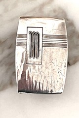 HICKOK 925 Sterling Silver Antique Art Deco « M » Initial Belt Buckle USA in Box