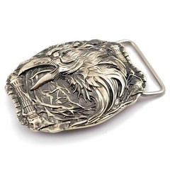 German silver belt buckle Raven, Crow belt buckle, Blackbird buckle