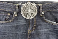 NEW Men Women Belt Buckle Silver Color Metal Western Aztec Calendar Mayan Round