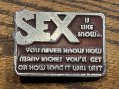 Vintage Mens Silver SEX Belt Buckle ~