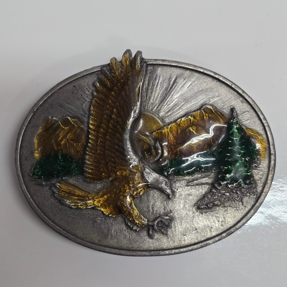 Siskiyou Buckle Co Vintage 1982 Eagle Mountain Pewter Belt Buckle Silver Western