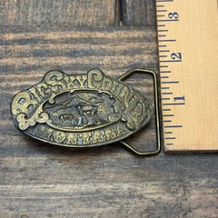 Montana Big Sky Country Brass Belt Buckle VTG USA 1976 Adezy Denver Brassworks