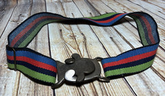 VTG 70s ACCURATE Interlocking Cast Metal Belt Buckle Rainbow Belt MCM Brutalist