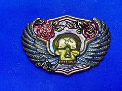Skull With Wings – Colorful Cutout Belt Buckle – Fast Usa Shipping