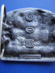 Vtg 80s Great American Belt Buckle Telephone Lineman Pewter 1983 C&J Inc