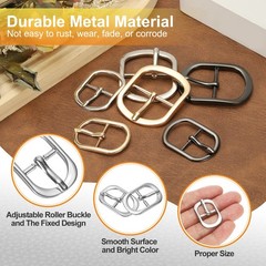 4 Pcs 0.6 Inch Single Prong Buckle Oval Center Bar Buckle, Silver Tone