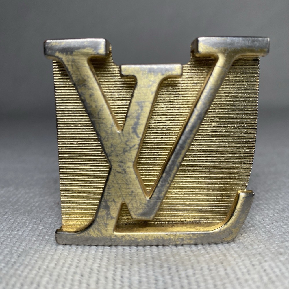 Louis Vuitton LV Iconic Gold Tone Belt Buckle ONLY Unisex #M0568U Vintage