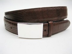 Sterling silver 925, 1 oz engravible or not buckle w/ 30 mm Genuine lizard belt.
