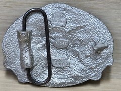 Vintage Men&rsquo;s Silver Black 3&Prime; 3D Eagle Diamond Cut Belt Buckle Metal Alloy USA