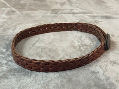 Mens Oden floral Leather Tooled Belt Buckle W/ Brown Leather Braided Belt