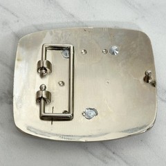 Rhinestone Studded F Letter Initial Monogram Silver Tone Belt Buckle