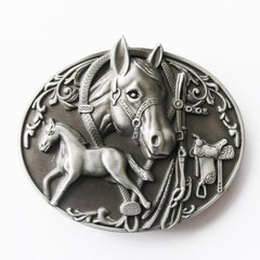 Original Horse Horses Horseshoe Saddle Western Cowboy Oval Belt Buckle