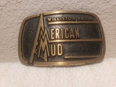 American Mud Williston Basin Advertising Oil Field Belt Buckle Brass