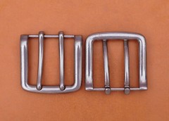 Heavy Solid Silver Double Tongue Pin Prong DIY Belt Buckle Fits 39MM Belt Straps