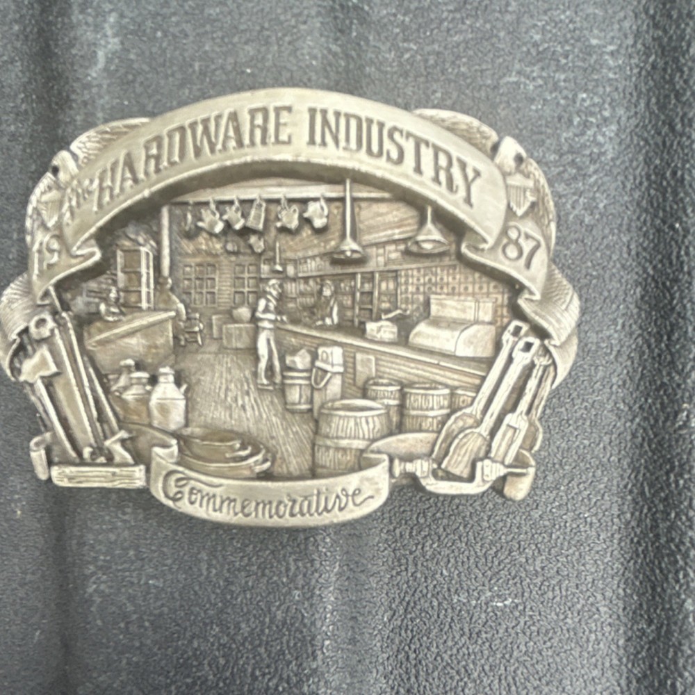 Hardware Industry 1987 Limited Edition Silver-Tone Metal Logo Belt Buckle