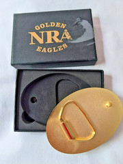 Vintage NRA Golden Eagles Patriotic Belt Buckle Original Box