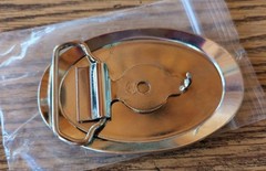 Rare Pre-Owned Silver Tone Metal Semi Truck Vintage Enamel Belt Buckle