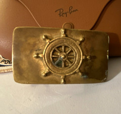 Gold Tone Nautical Belt Buckle for Men from the early 40s very heavy solid brass