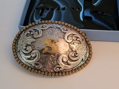 NOCONA ~ Great Looking Two Tone S Initial Belt Buckle