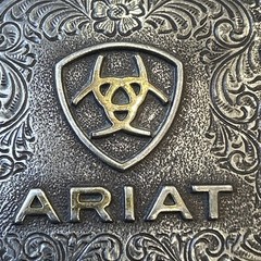 Ariat Logo Western Belt Buckle Floral Silver & Gold tone