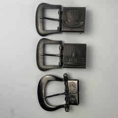 Adjustable Ratchet Belt Buckles Set of 3; Uncle Sam; WA DC, Hinge
