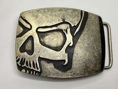 Creepy Skull Engraved Halloween Cosplay Gothic Punk Silver Color Belt Buckle