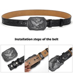 BISON DENIM Men&rsquo;s Western cowboy belt 41&Prime;-43&Prime;, Nk0064a-ds050-1bm-black