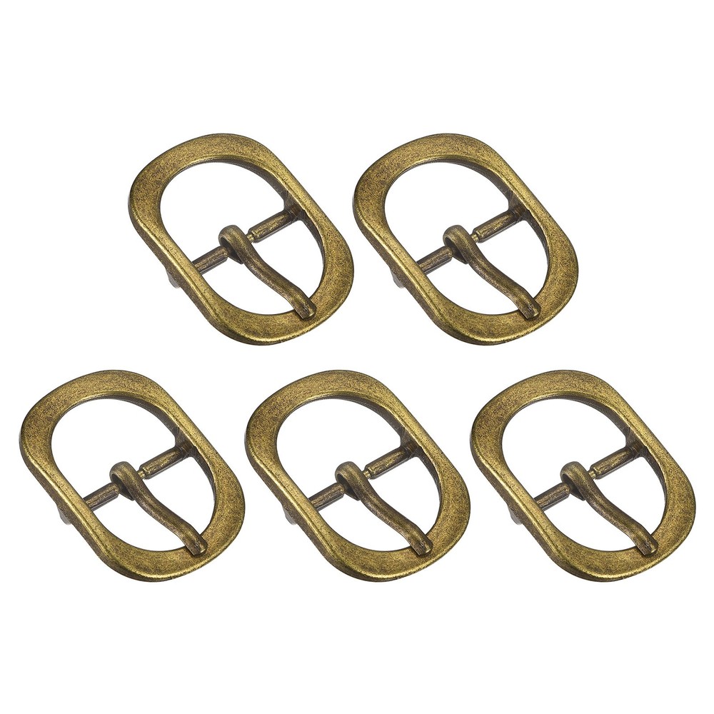 5Pcs 0.75&Prime; Single Prong Belt Buckle Oval Center Bar Buckles for Belt Brass