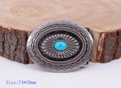 Vintage Silver American Southeast Tribal Floral Turquoise Belt Buckle Huge