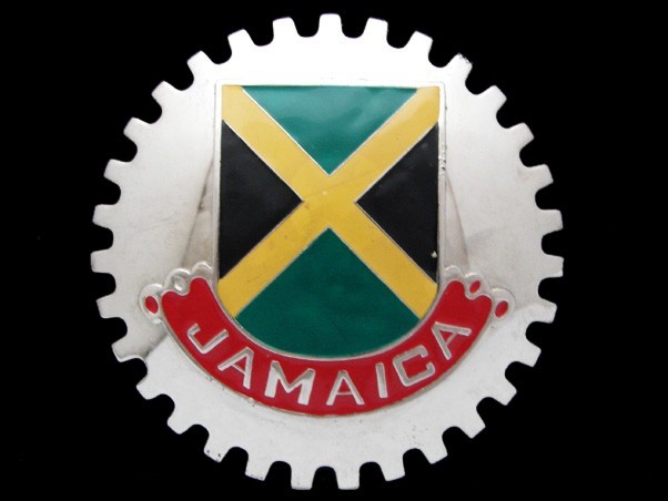 NG29175 *NOS* REALLY NICE **JAMAICA** NATIONAL FLAG SILVERTONE BELT BUCKLE