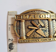 VTG Mason Tradesman Brass Belt Buckle 82 The Great American Buckle Co USA