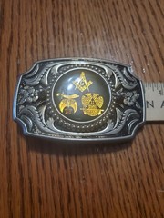 VTG. Freemasons, Masonic, Shriners and Scottish Rite Belt Silver Buckle USA