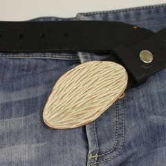 Oval Organic Textured Belt Buckle Belt Buckle Rose Mother of Pearl