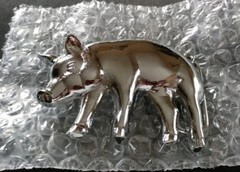 PIG FARMER HOG FARM ANIMAL CHROME PLATED SHAPED SOLID BRASS BELT BUCKLE BARON