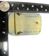 RM Rocky Mountain Machinery Co Blue & Gold Tone Belt Buckle Dynabuckle Utah