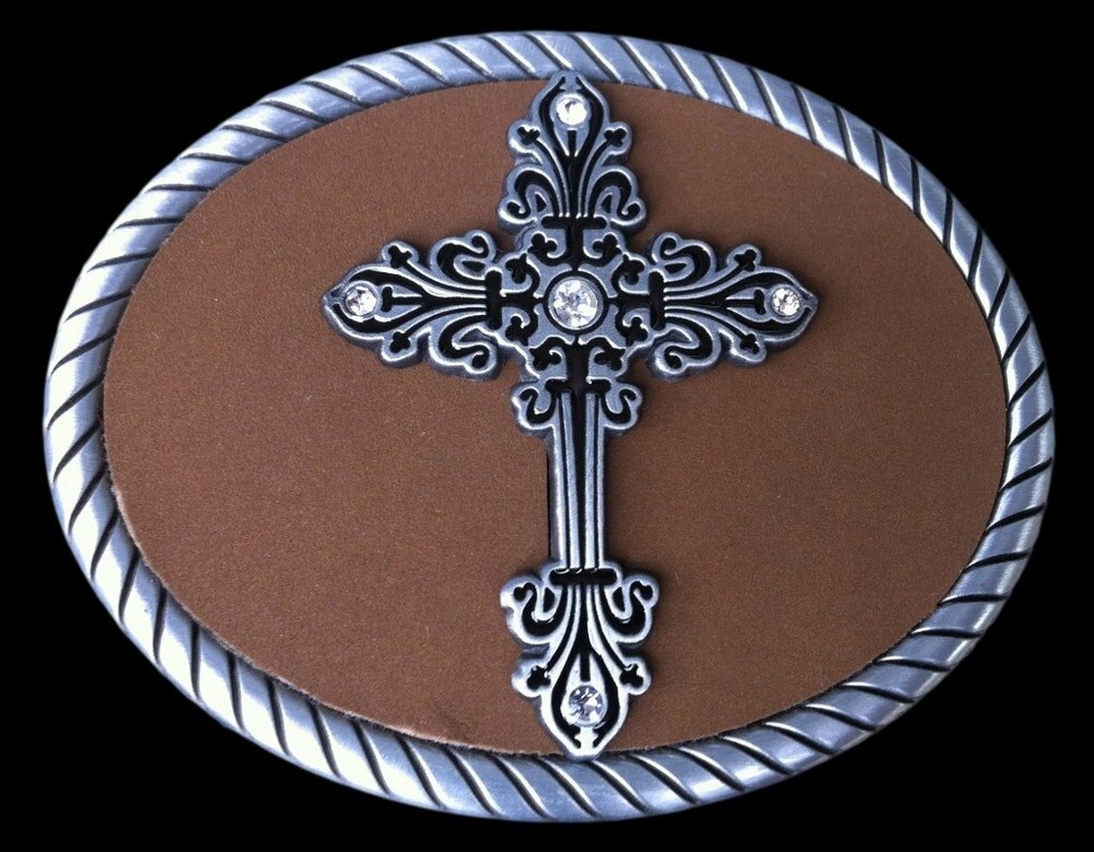 Floral Trophy Medieval Crusaders Cross Belt Buckle