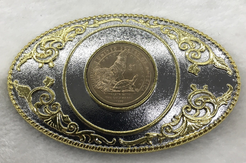 2013 Commemorative Mint Sacagawea Native American Dollar Coin Belt Buckle