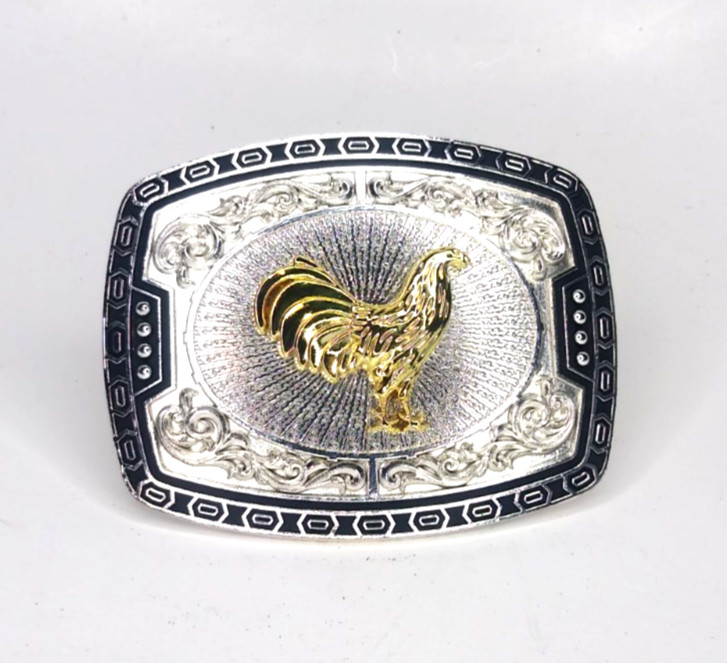 Rooster Western Cowboy Belt Buckle Hebilla Vaquero Rodeo Gallo Del Cielo, Silver