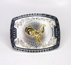 Rooster Western Cowboy Belt Buckle Hebilla Vaquero Rodeo Gallo Del Cielo, Silver