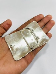 Designer Western Buckle- Unisex Shiny Silver Rectangular Shape Belt Buckle 40mm