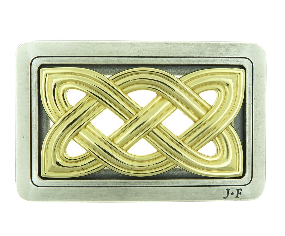 Cross Knot Celtic Gold & Silver Plated Metal Belt Buckle