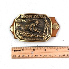 Montana Prospector Belt Buckle 1978 Gold Tone Brass Montana&rsquo;s Banks