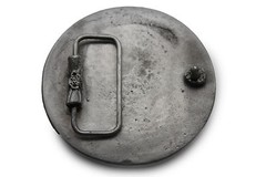 Men Belt Buckle Round 3&Prime; Heavy Metal Dome Skulls Silver Brown Biker Accessory