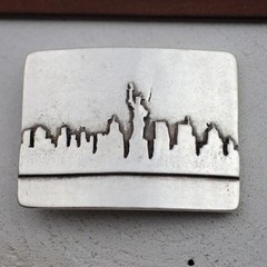New York City Silhouette Belt Buckle Skyline Metal Urban Modern Design