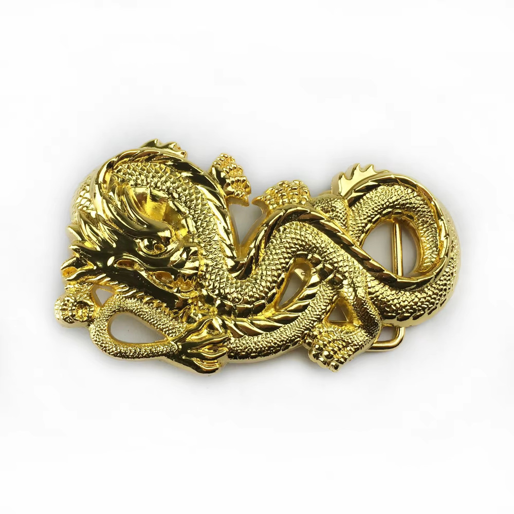 Belt Buckle Chinese Dragon Gold Medieval Western Cowboy 2.5&Prime;x4&Prime; for 1.5&Prime; belt