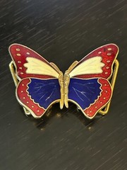 Vintage Collectible Two Piece Butterfly Gems co Metal Belt Buckle
