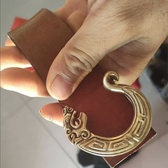 Dragon patterned belt buckle, pure copper smooth buckle accessory, brass