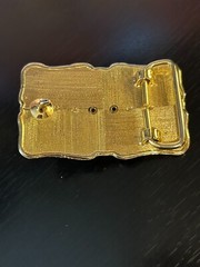 Vintage Collectible Green Stone Gold Tone and Black Belt Buckle