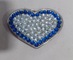 Blue & White Rhinestone Heart Shaped Belt Buckle 3&Prime; x 2.5&Prime;
